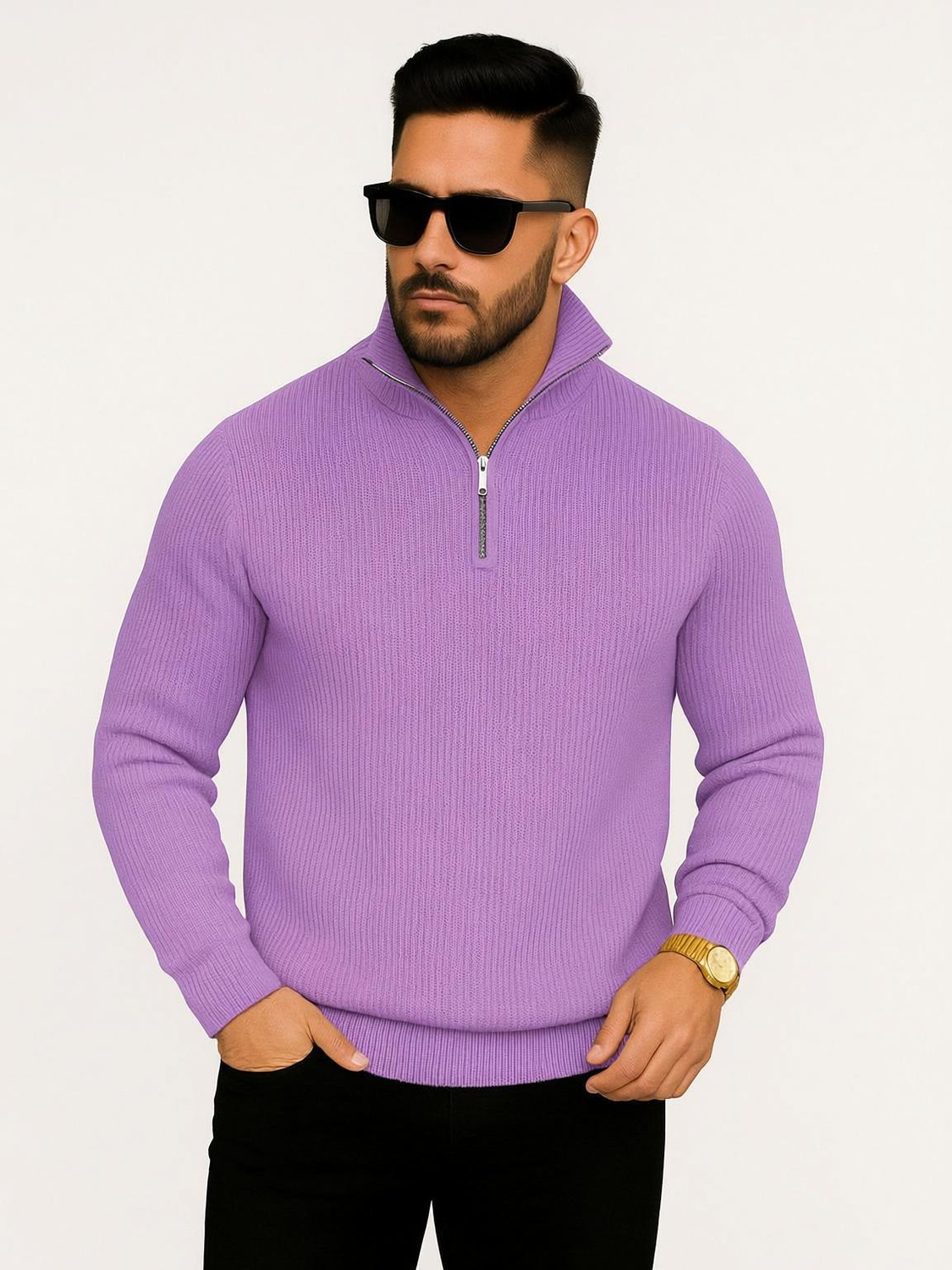 Image of AZIZAN Full Sleeve Solid Men Sweatshirt
