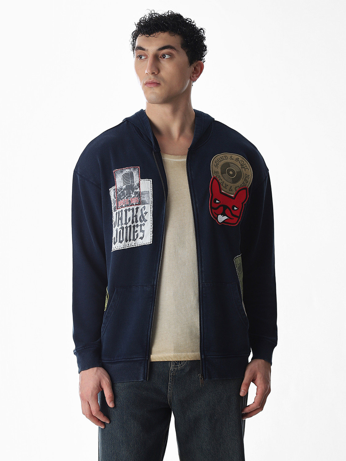 Image of JACK & JONES Full Sleeve Self Design Men Sweatshirt