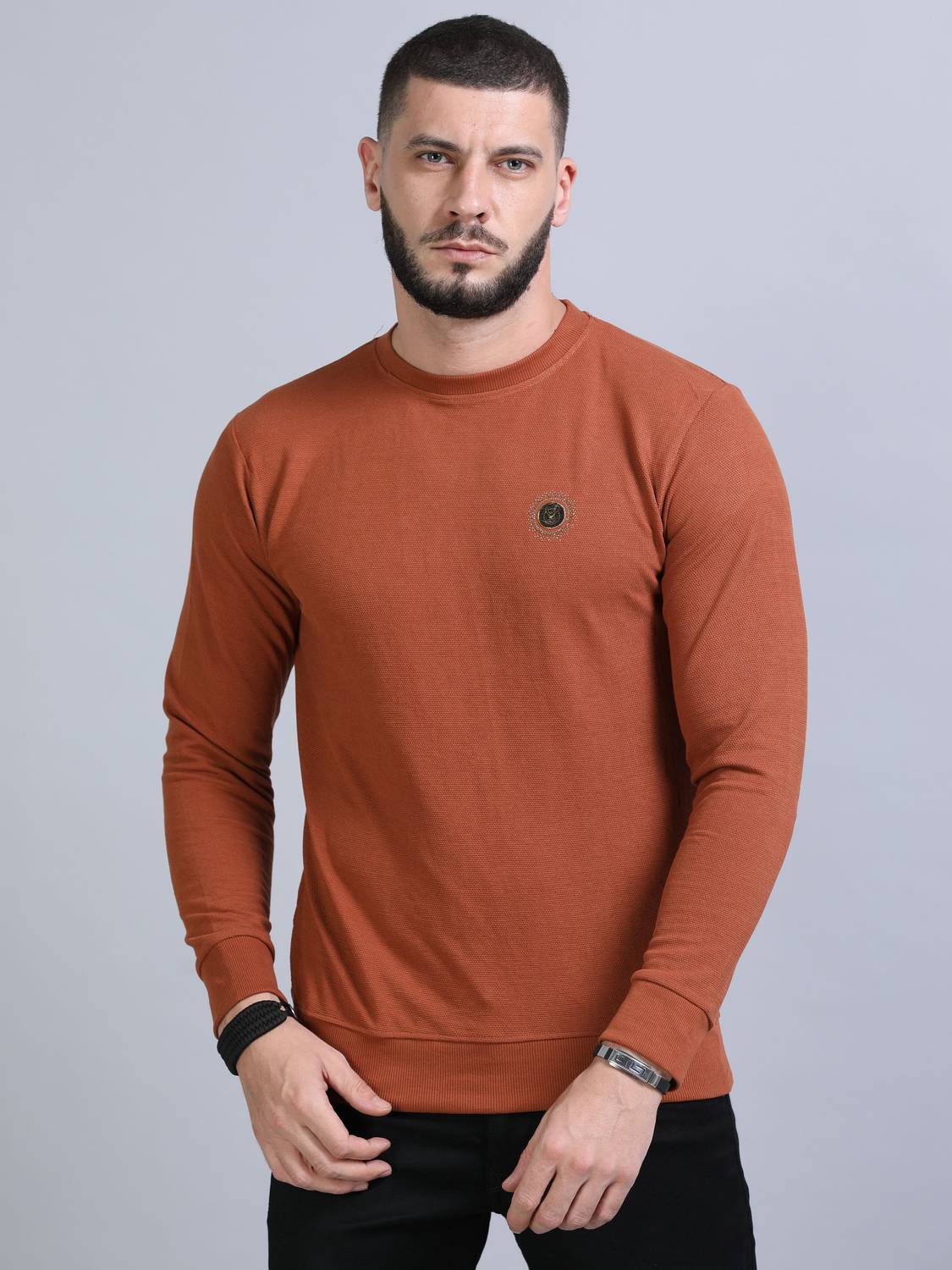 Bushirt Full Sleeve Self Design Men Sweatshirt