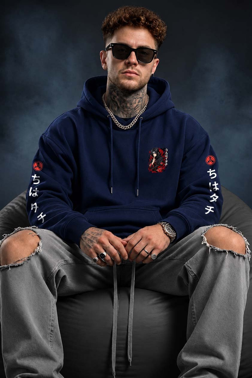 Image of TOJER Men Full Sleeve Printed Hooded Sweatshirt