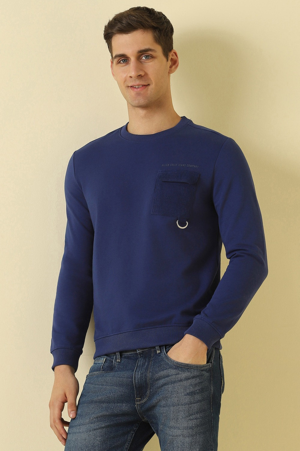 Image of Allen Solly Men Full Sleeve Solid Sweatshirt