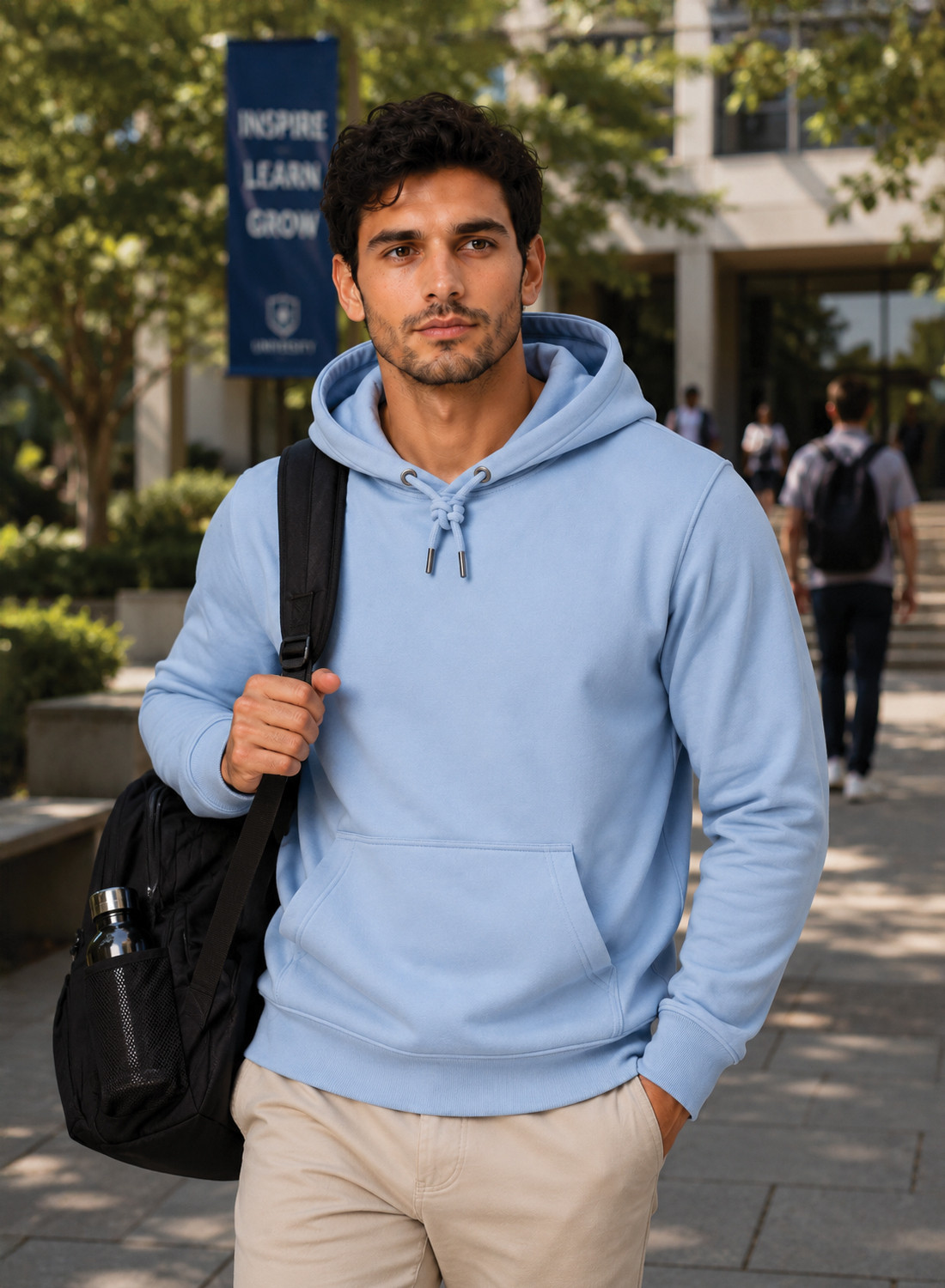 Image of ADRO Men Full Sleeve Solid Hooded Sweatshirt