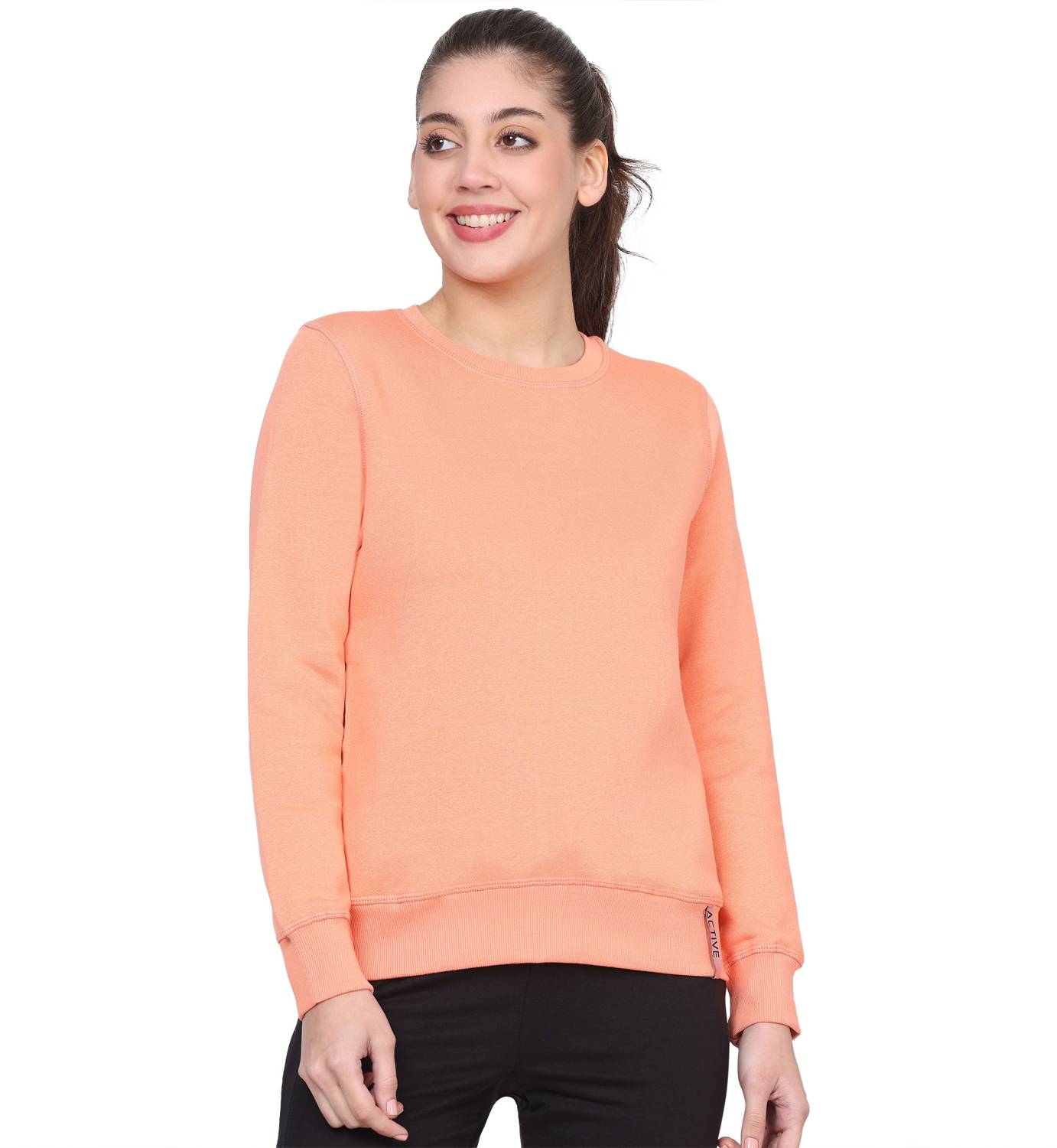 ACTIVE Full Sleeve Solid Women Sweatshirt