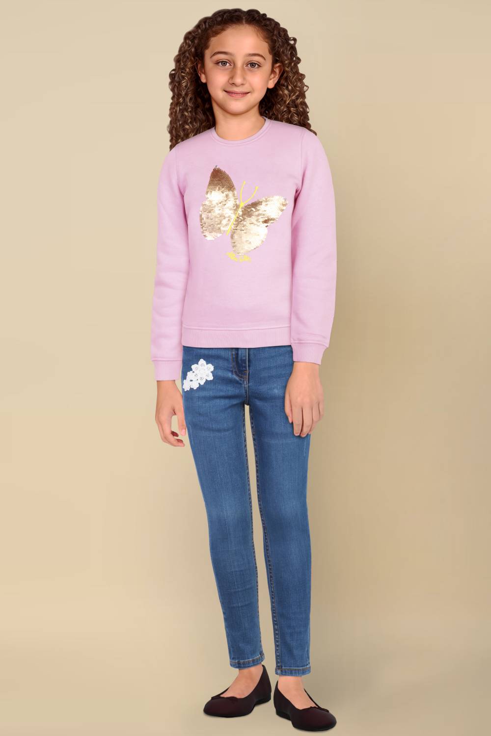 Allen Solly Full Sleeve Embellished Girls Sweatshirt