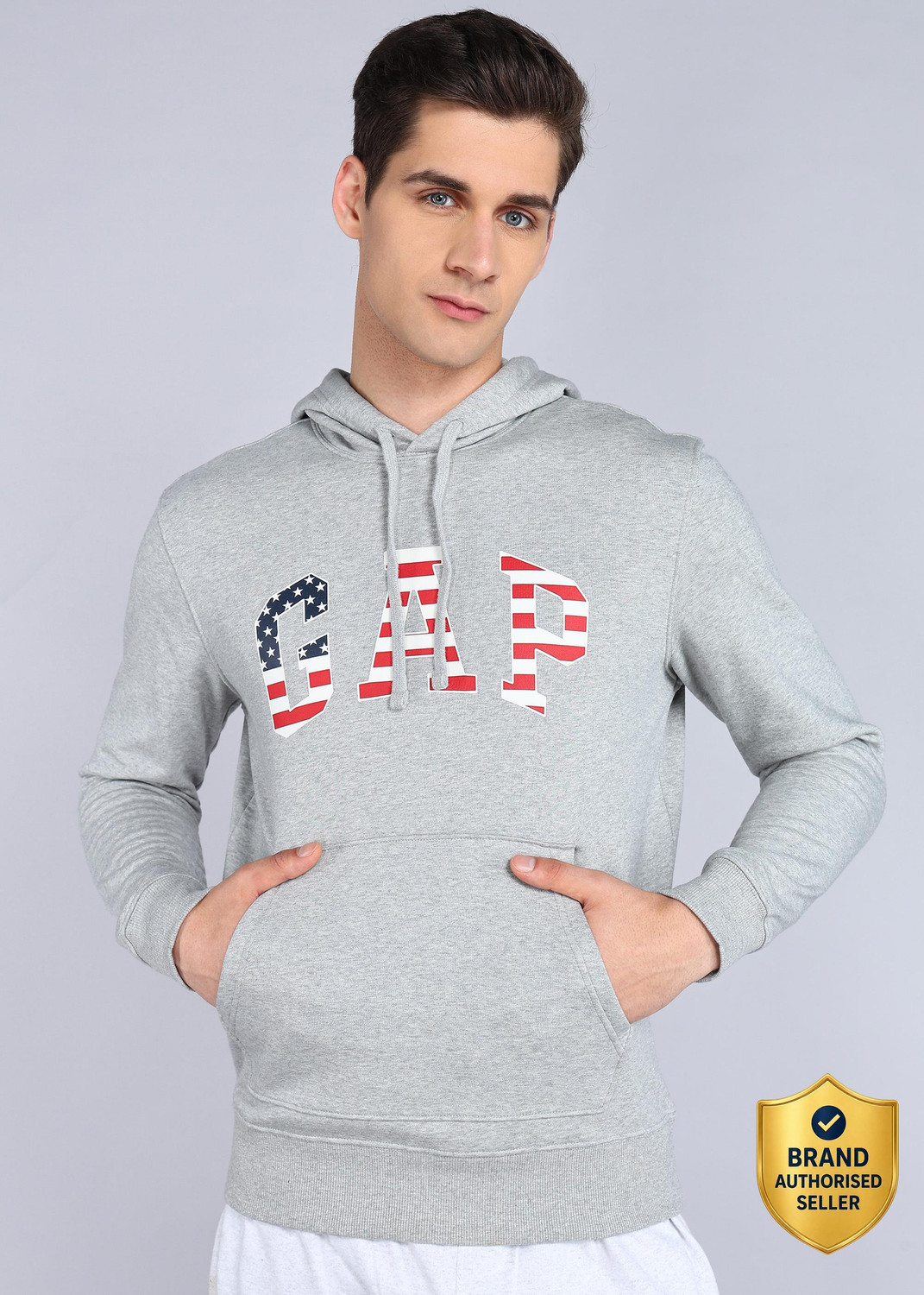 Image of GAP Men Full Sleeve Self Design Hooded Sweatshirt