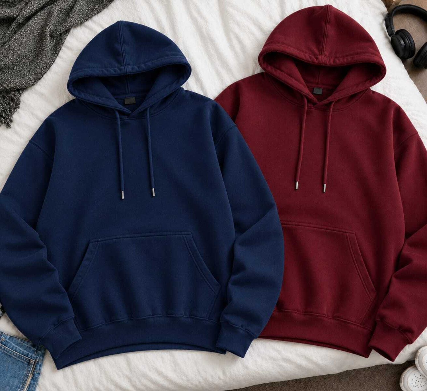Image of OYWU Men & Women Full Sleeve Solid Hooded Sweatshirt