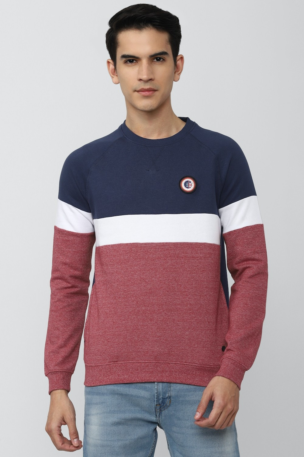 Image of PETER ENGLAND Full Sleeve Color Block Men Sweatshirt