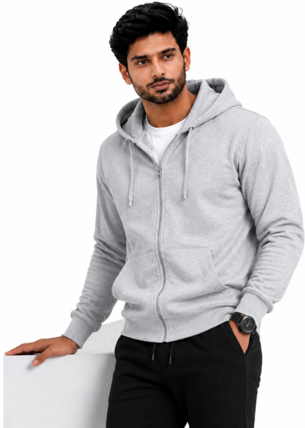 Image of Hrharini Men Full Sleeve Solid Hooded Sweatshirt