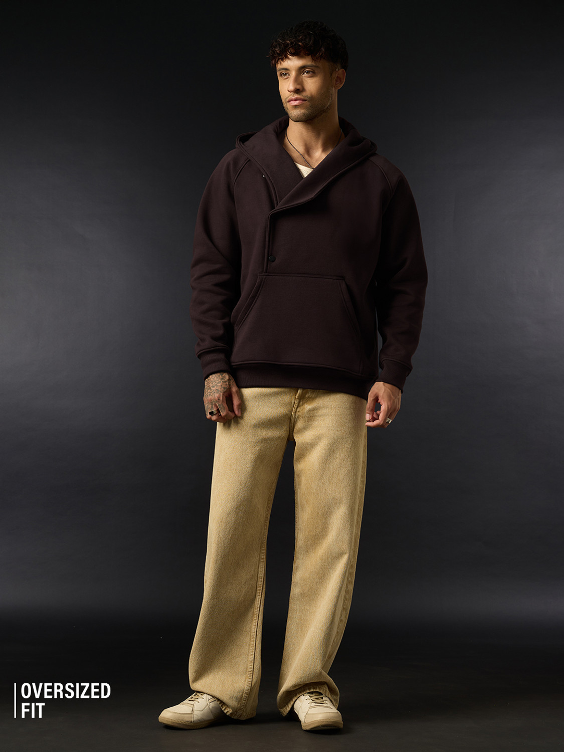 Image of The Souled Store Men Full Sleeve Solid Hooded Sweatshirt