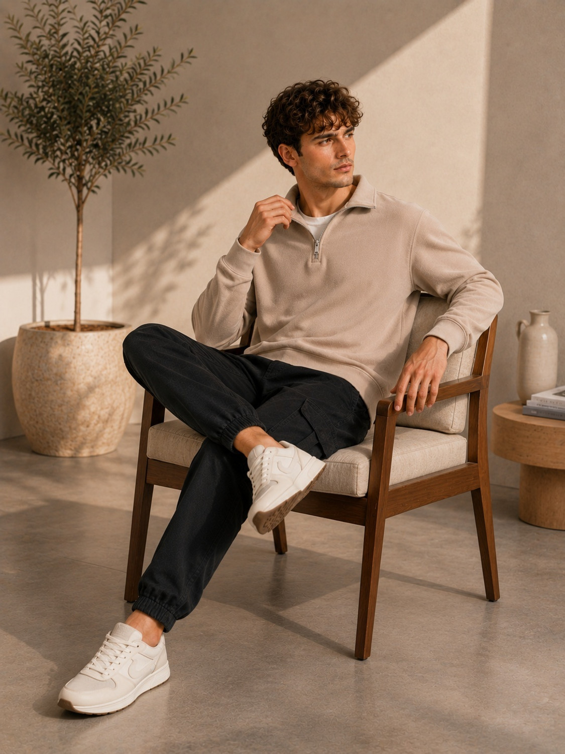 Image of Roadster Men Full Sleeve Solid Sweatshirt