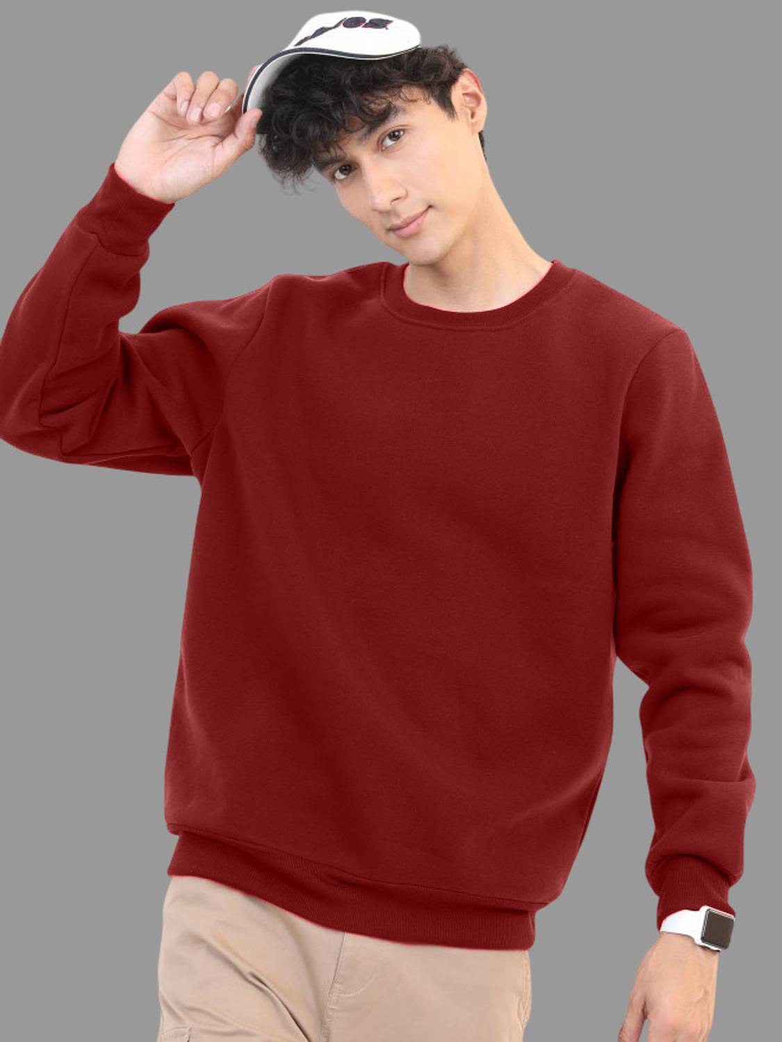 ALONEEAGLE Full Sleeve Solid Men Sweatshirt