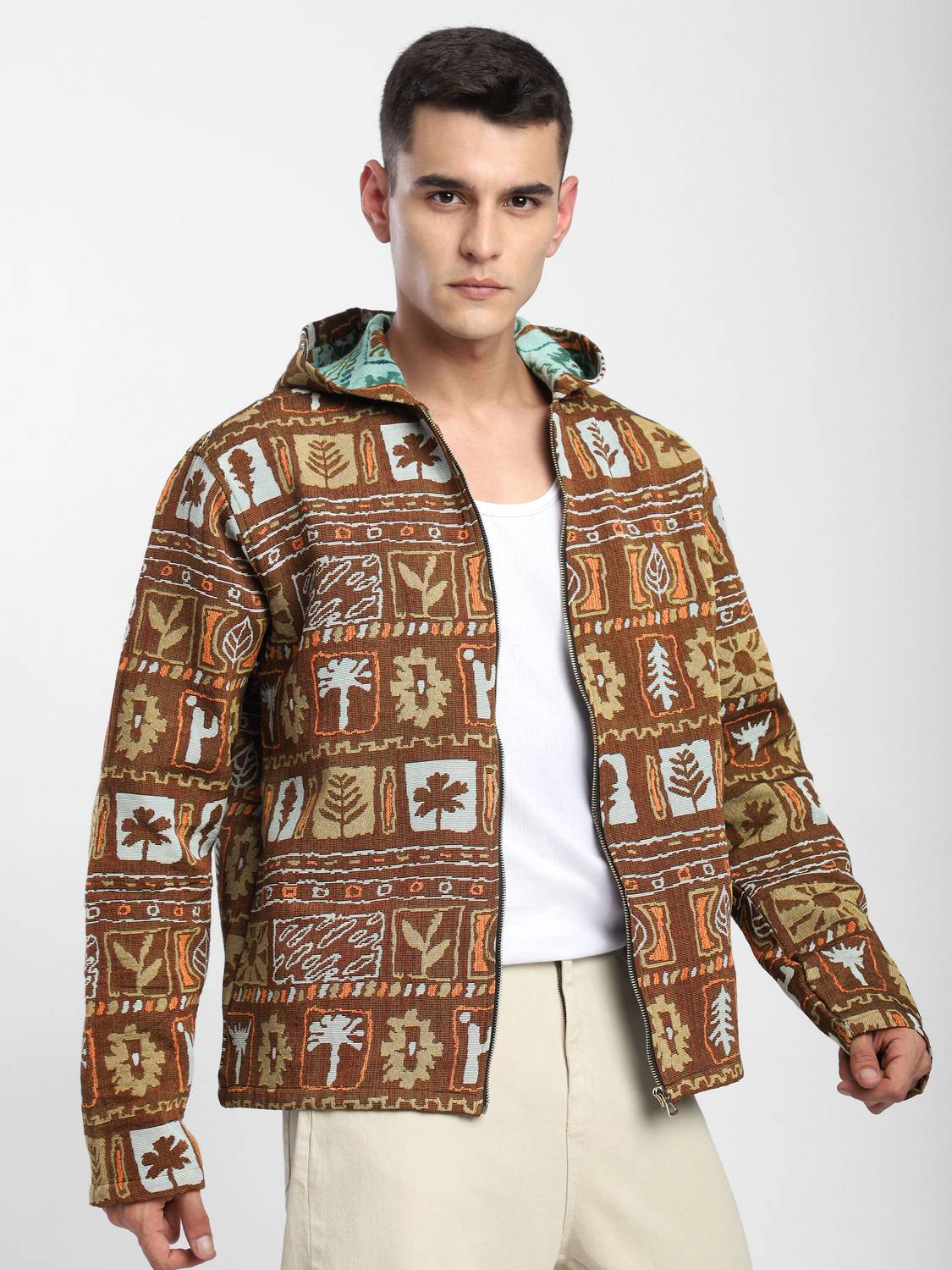 BEYOUNG Full Sleeve Geometric Print Men Jacket
