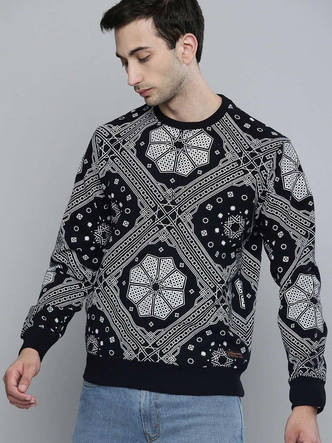 Image of The Indian Garage Co. Full Sleeve Floral Print Men Sweatshirt