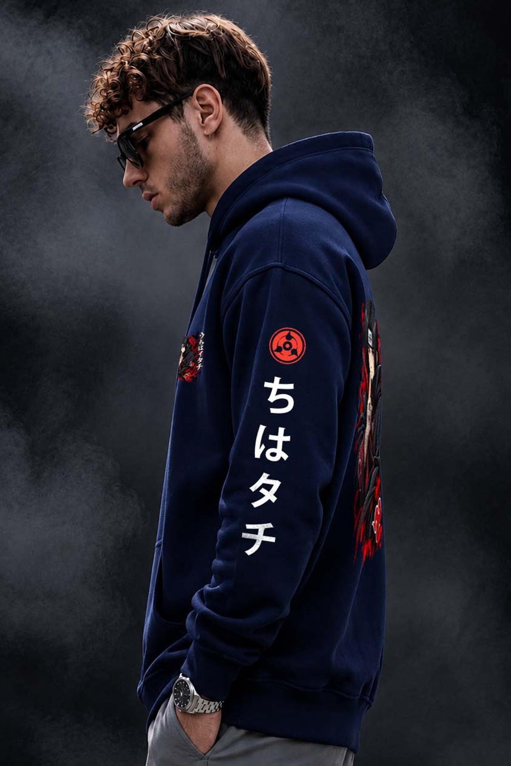 Image of TOJER Men Full Sleeve Printed Hooded Sweatshirt