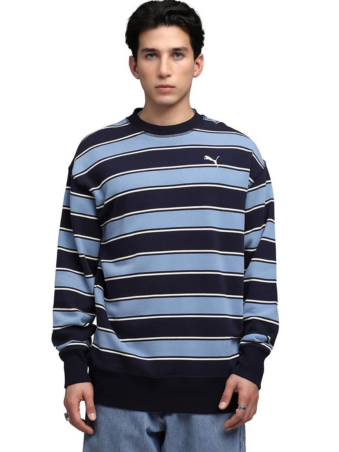 Men & Women Full Sleeve Striped Sweatshirt - Image 1