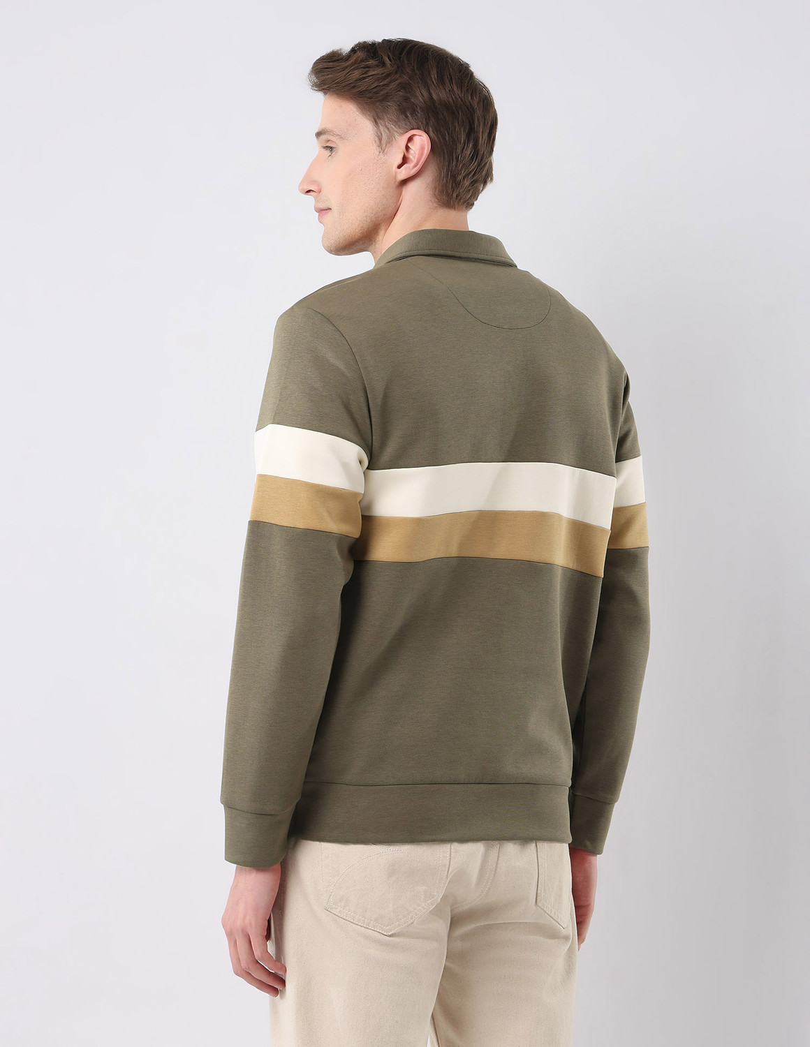 Image of U.S. POLO ASSN. Full Sleeve Color Block Men Sweatshirt