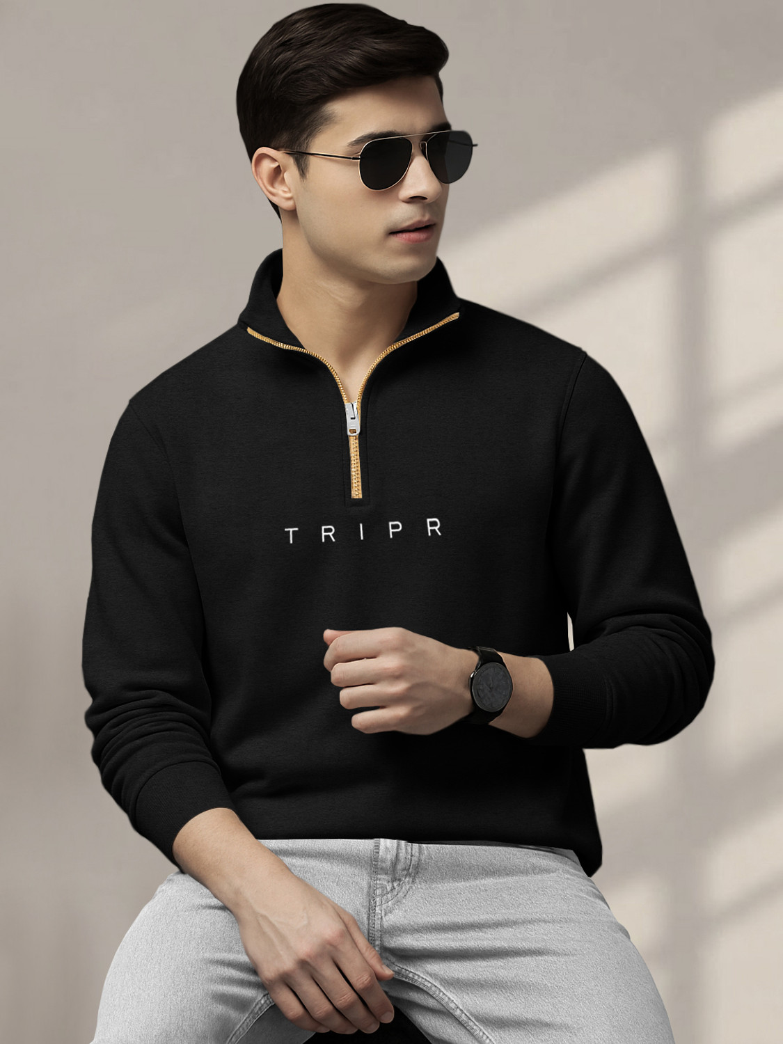Image of TRIPR Men Full Sleeve Printed Sweatshirt