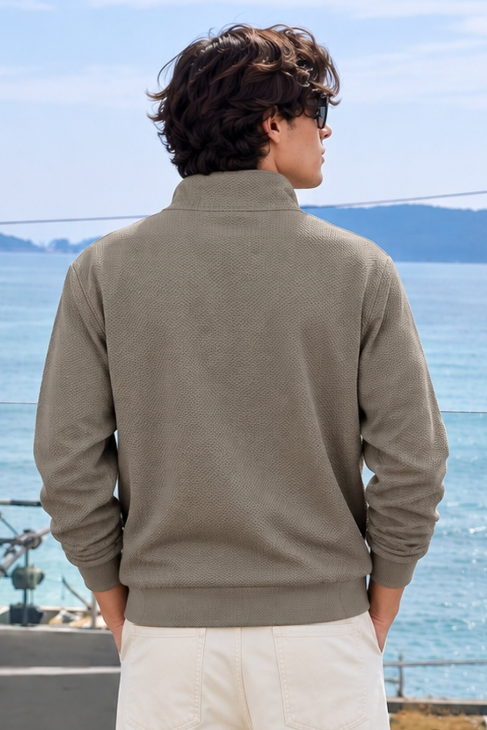 Image of ParcelYard Full Sleeve Self Design Men Sweatshirt