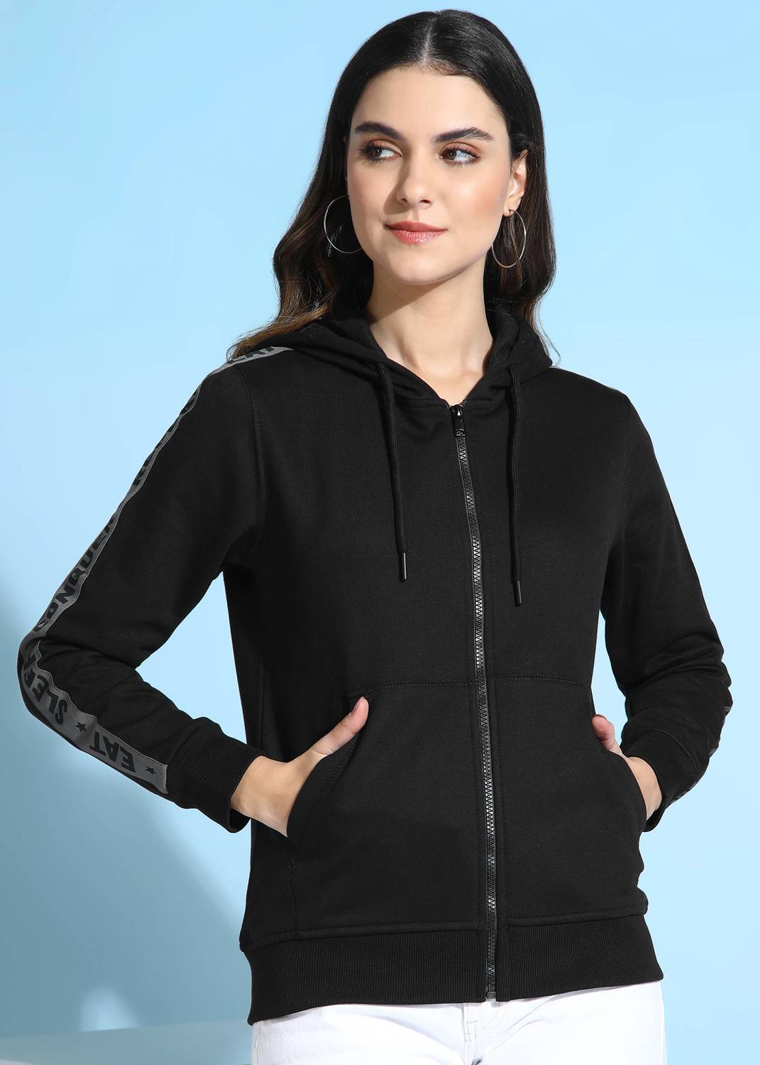 Alan Jones Full Sleeve Solid Women Sweatshirt