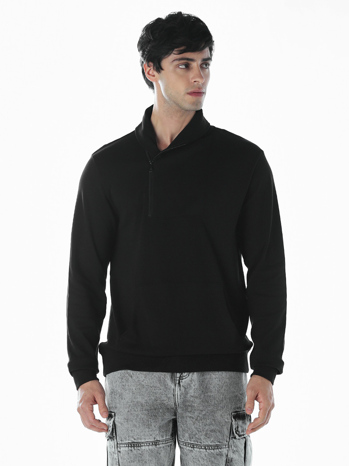 Image of JACK & JONES Men Full Sleeve Solid Sweatshirt