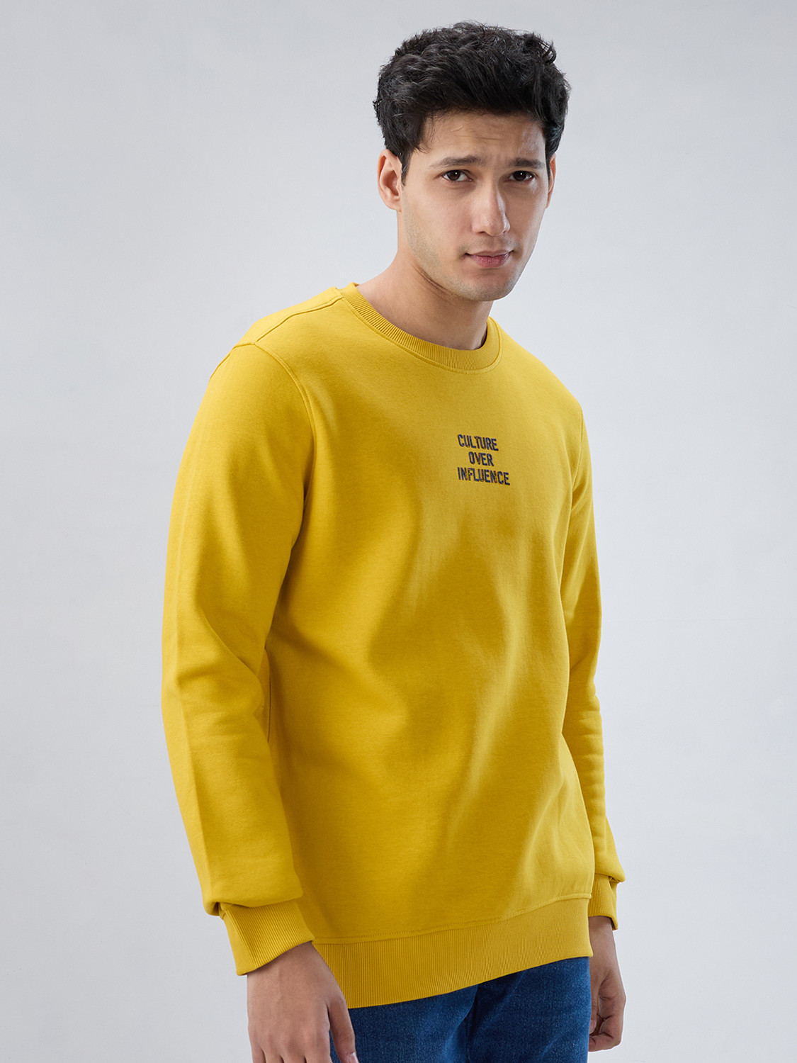 Image of Spykar Full Sleeve Solid Men Sweatshirt