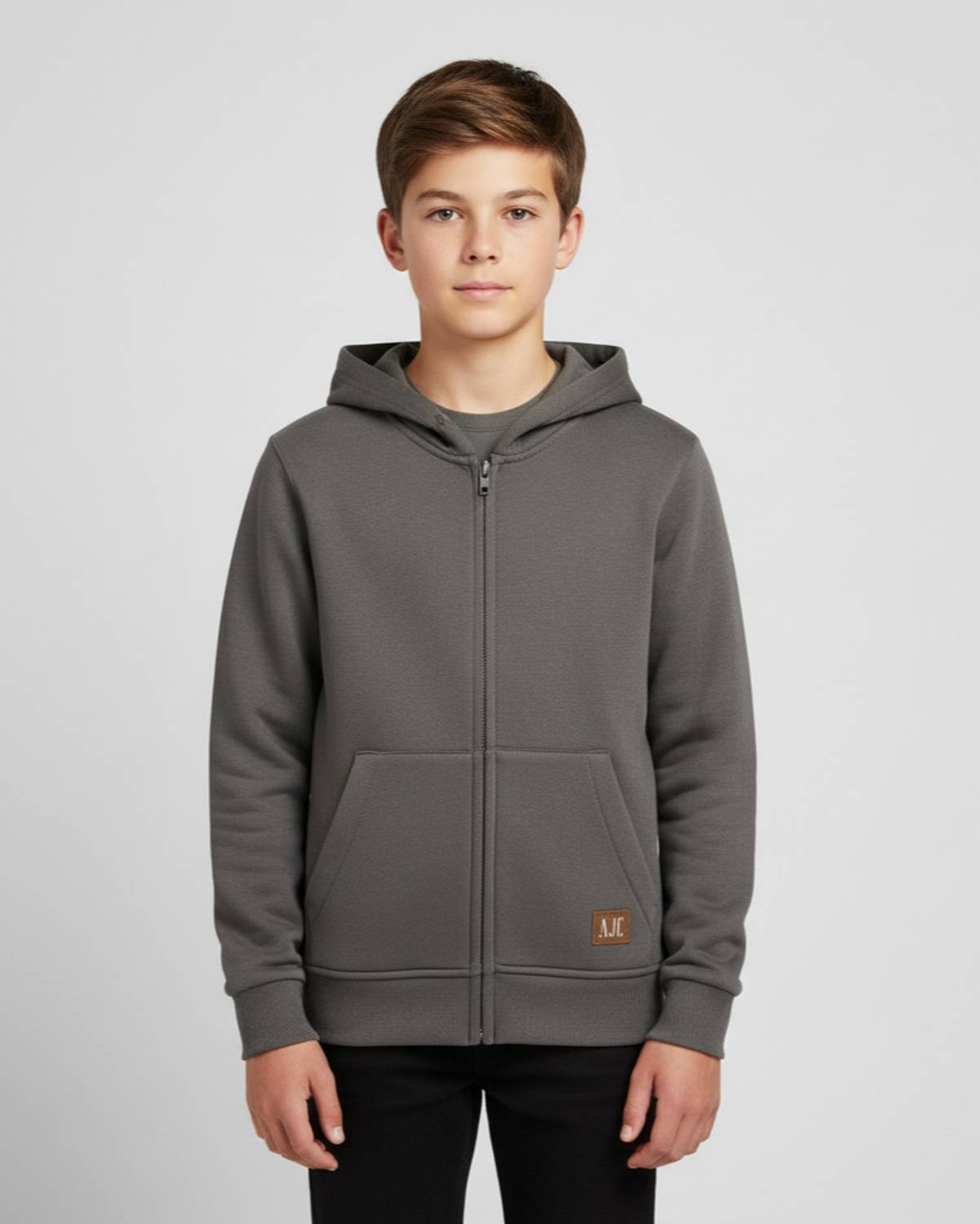 Alan Jones Boys Full Sleeve Solid Hooded Sweatshirt