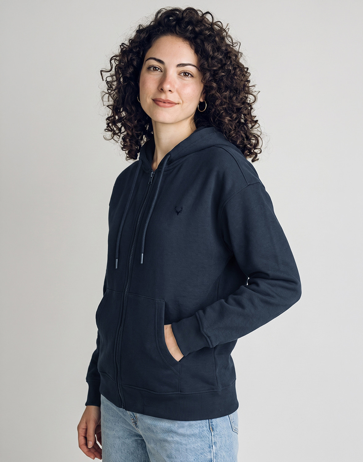 Image of Allen Solly Women Full Sleeve Solid Hooded Sweatshirt
