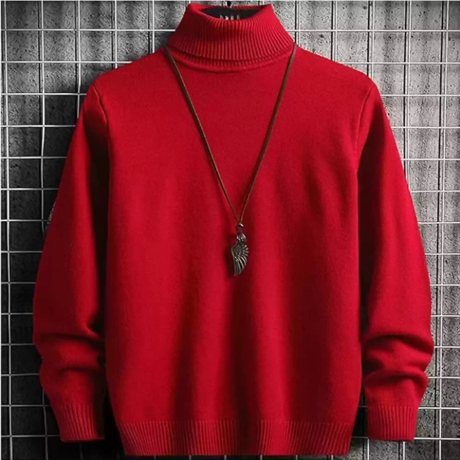 Image of Oishee Men Solid High Neck Multicolor Sweater