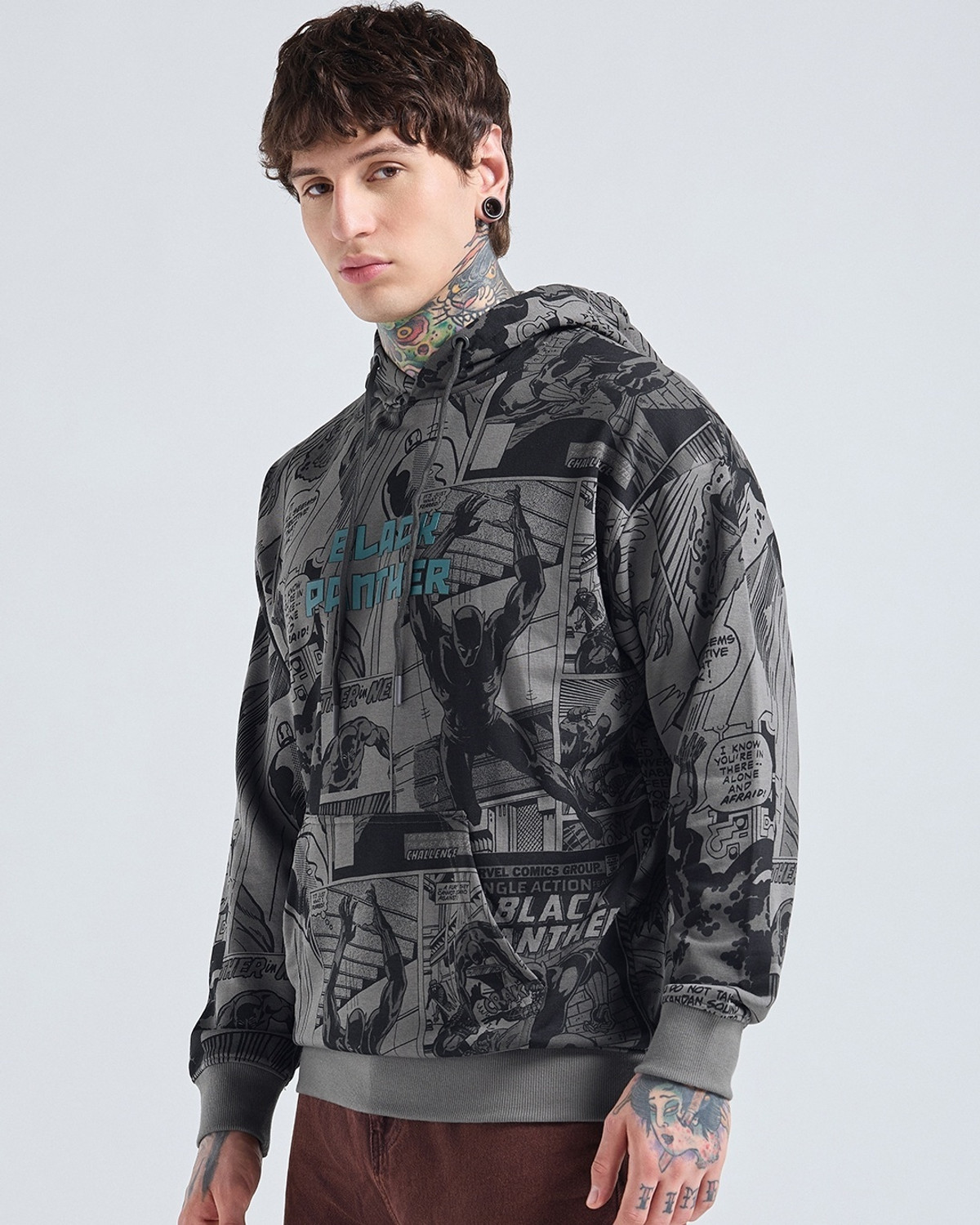 Image of BEWAKOOF Men Full Sleeve Printed Hooded Sweatshirt