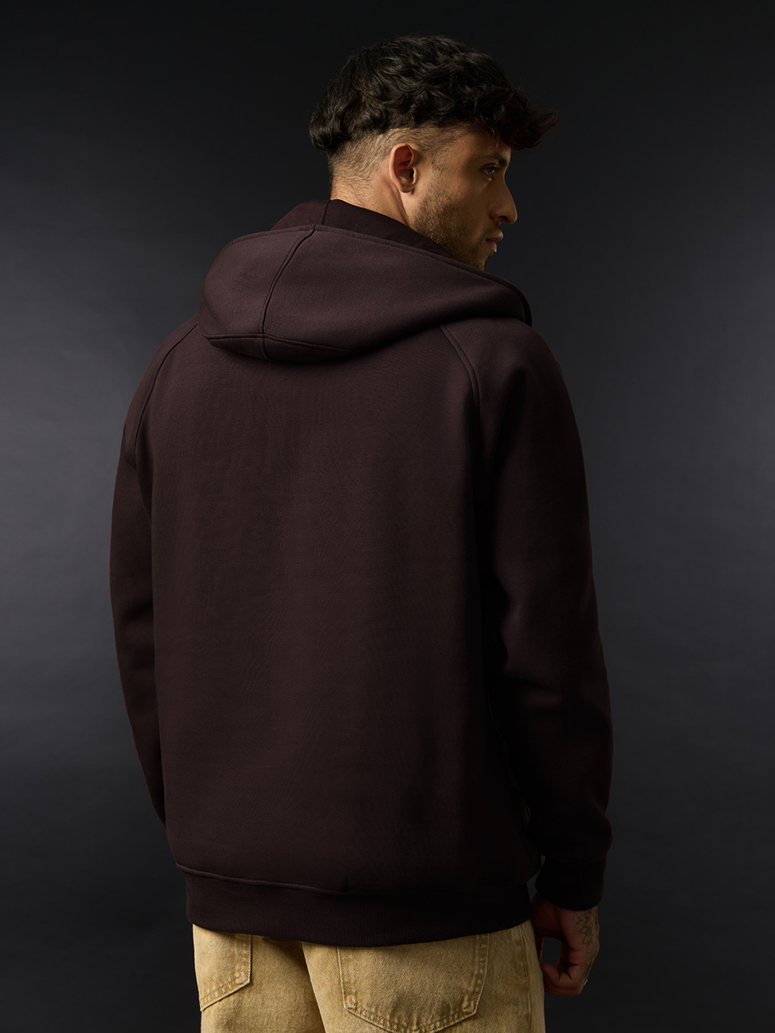 Image of The Souled Store Men Full Sleeve Solid Hooded Sweatshirt