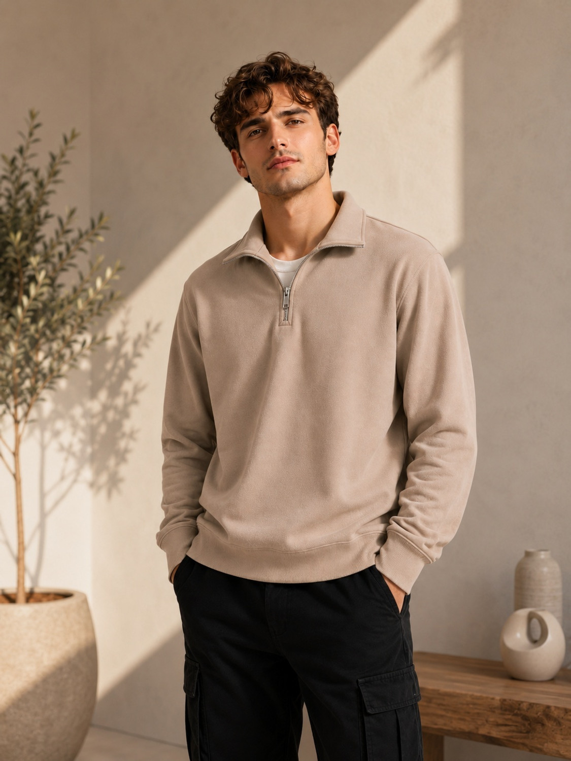 Image of Roadster Men Full Sleeve Solid Sweatshirt
