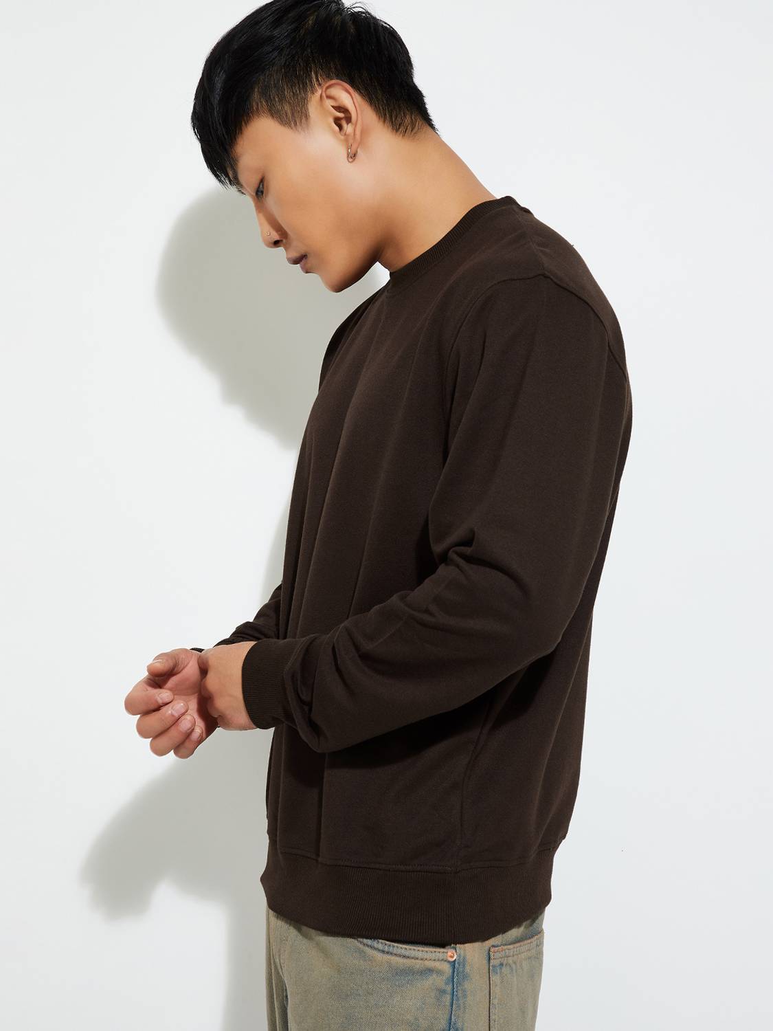 MAX Men Half Sleeve Solid Sweatshirt
