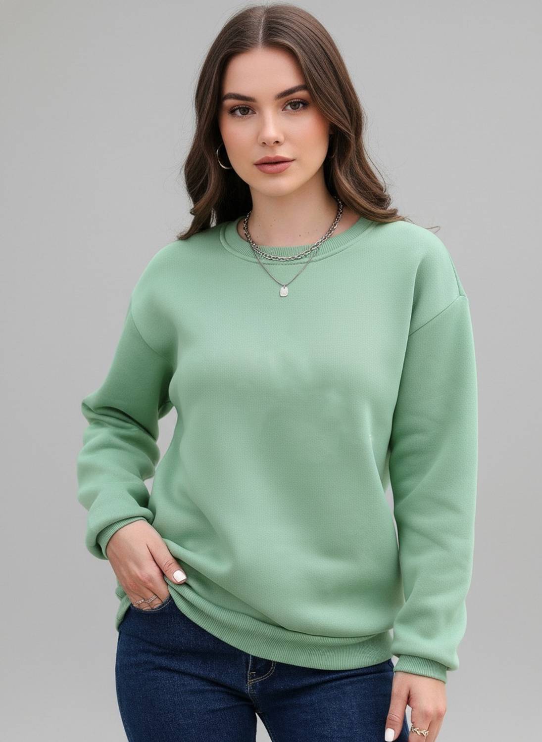 ANBICH DESIGNS Full Sleeve Solid Women Sweatshirt