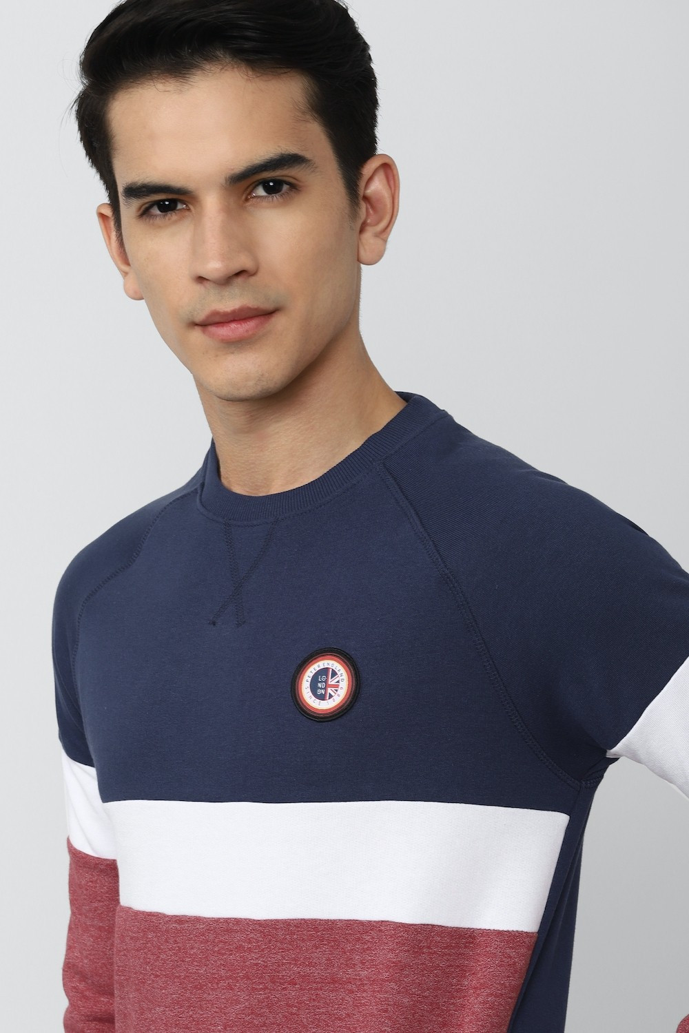 Image of PETER ENGLAND Full Sleeve Color Block Men Sweatshirt