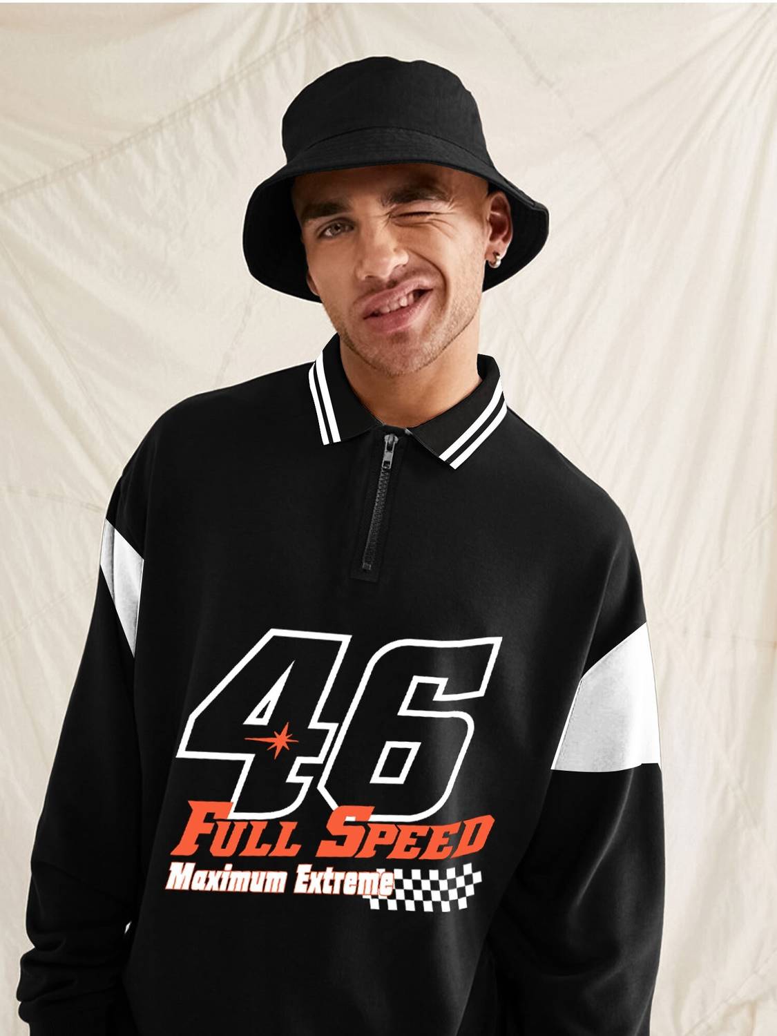 Jump Cuts Printed Men Polo Neck Black T-Shirt - Image 4