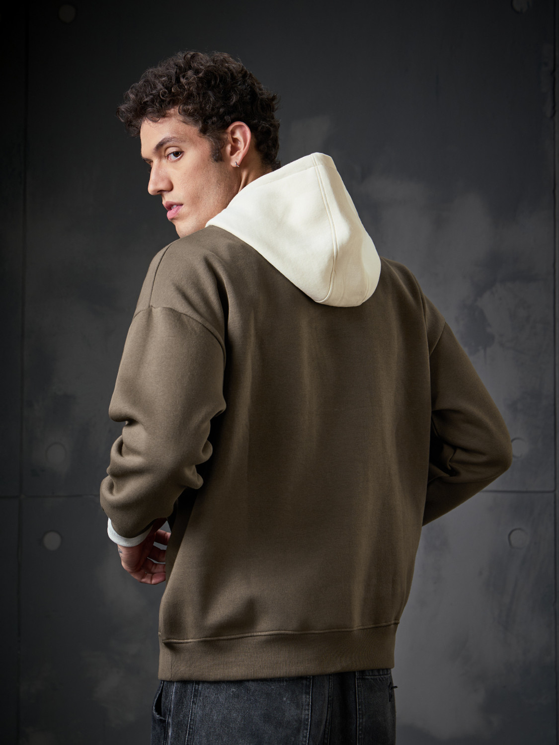 Image of The Souled Store Men Full Sleeve Solid Hooded Sweatshirt