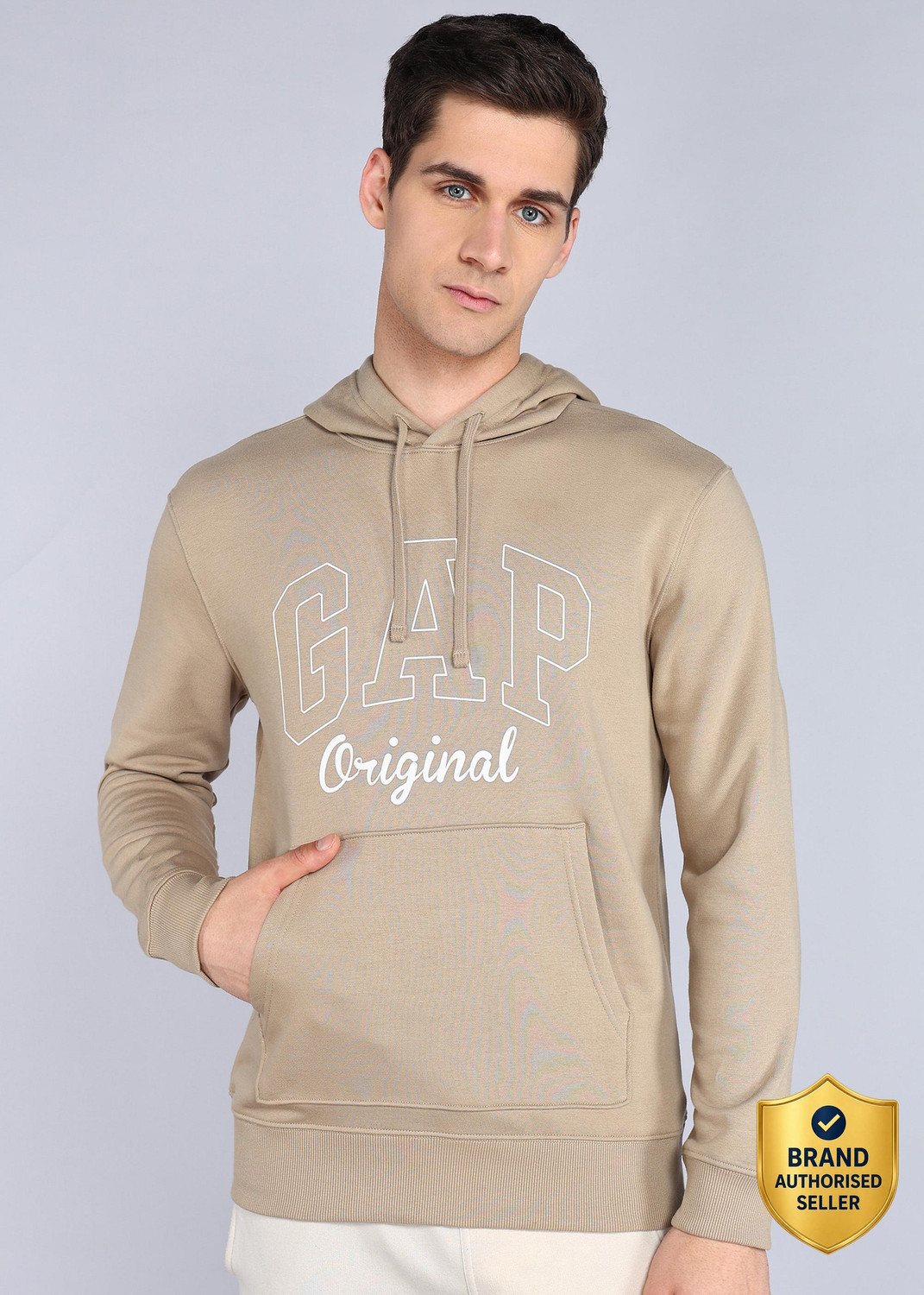 Image of GAP Men Full Sleeve Self Design Hooded Sweatshirt