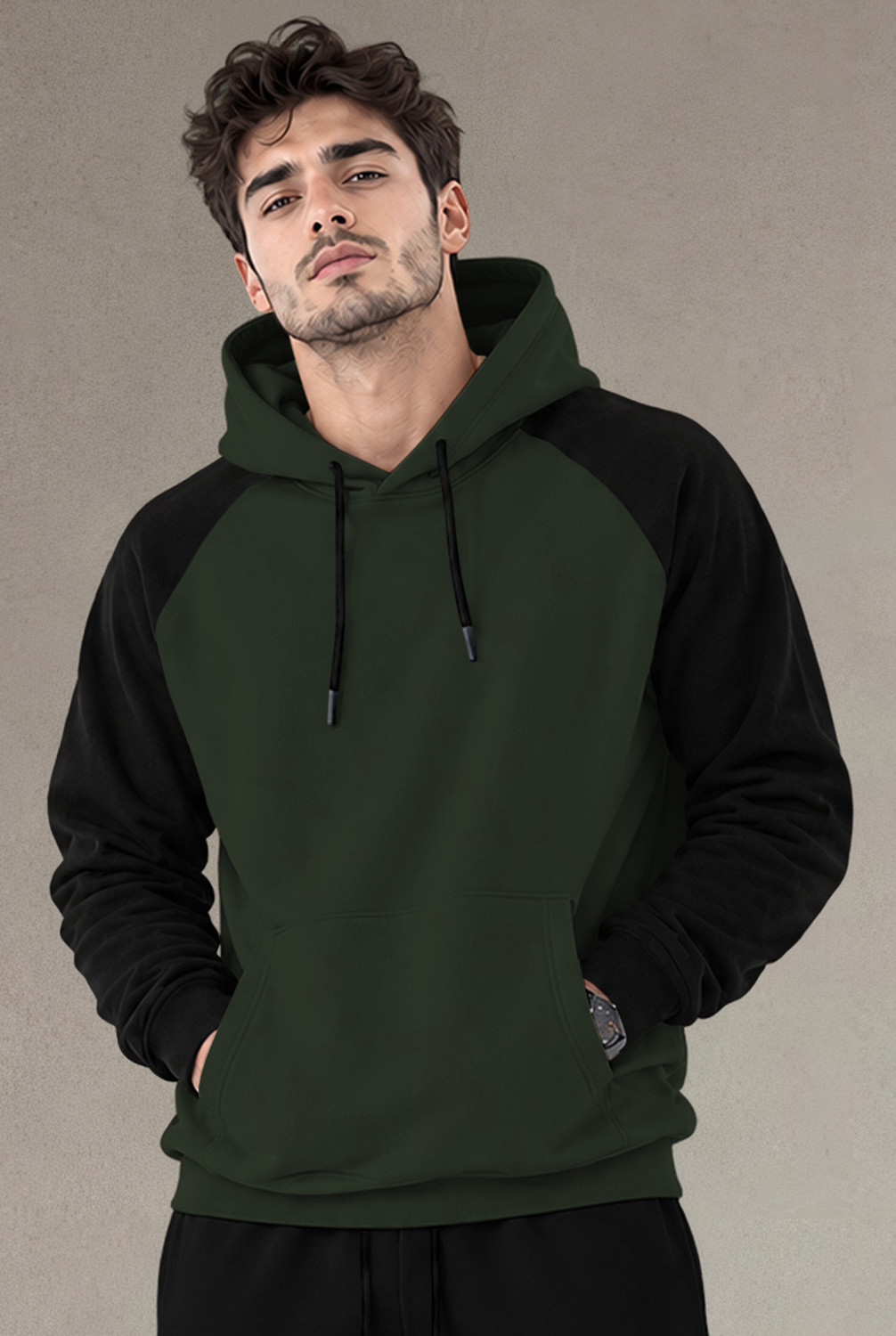 Image of TRIPR Men Full Sleeve Color Block Hooded Sweatshirt