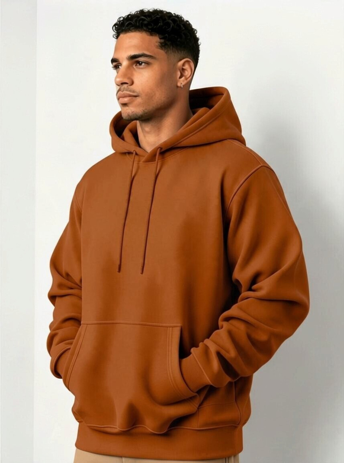Image of loomzy Men Full Sleeve Solid Hooded Sweatshirt