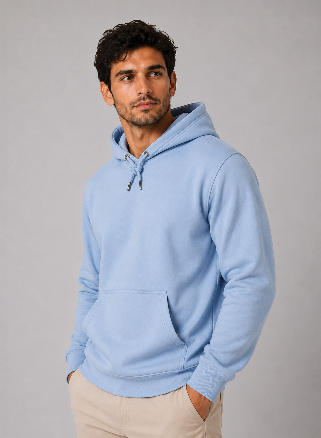 Image of ADRO Men Full Sleeve Solid Hooded Sweatshirt