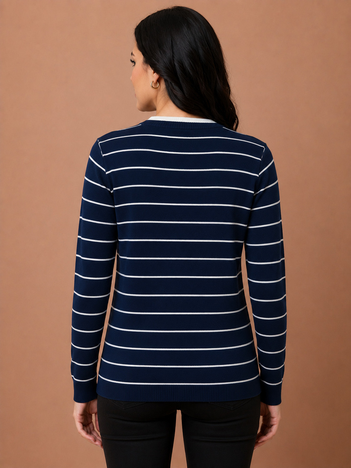 Image of ROYAL ICEBERG Women Full Sleeve Striped Sweatshirt