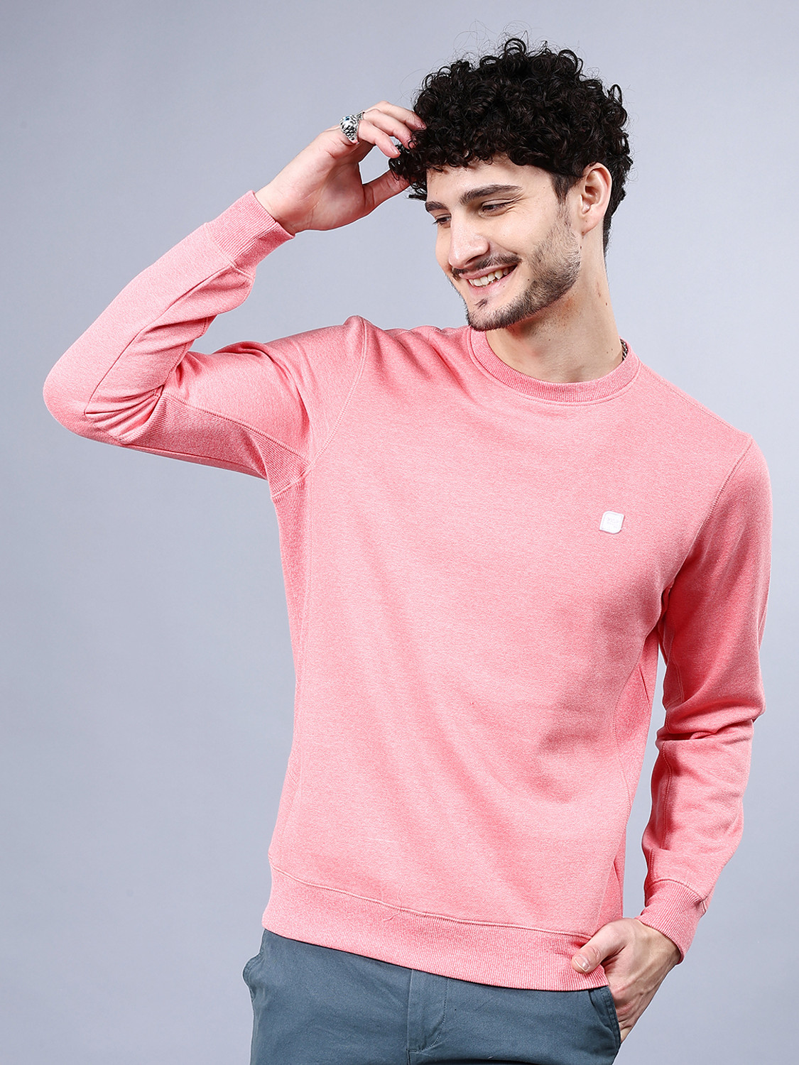 Image of The Indian Garage Co. Full Sleeve Self Design Men Sweatshirt