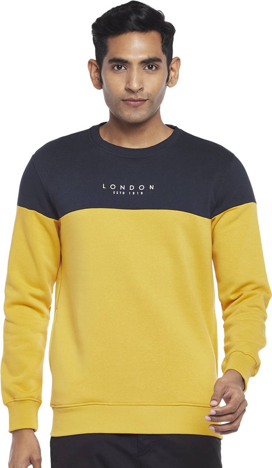 Byford by Pantaloons Full Sleeve Color Block Men Sweatshirt