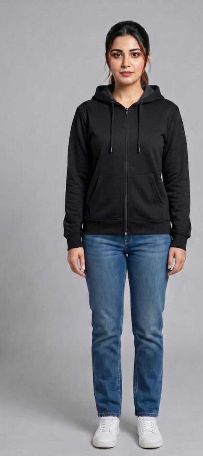 Image of parth enterprises Women Full Sleeve Solid Hooded Sweatshirt