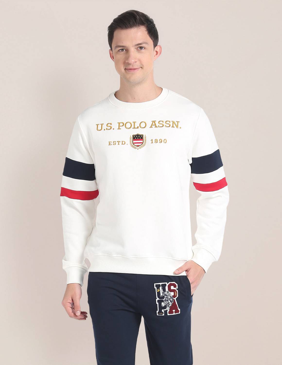 U.S. POLO ASSN. Full Sleeve Self Design Men Sweatshirt