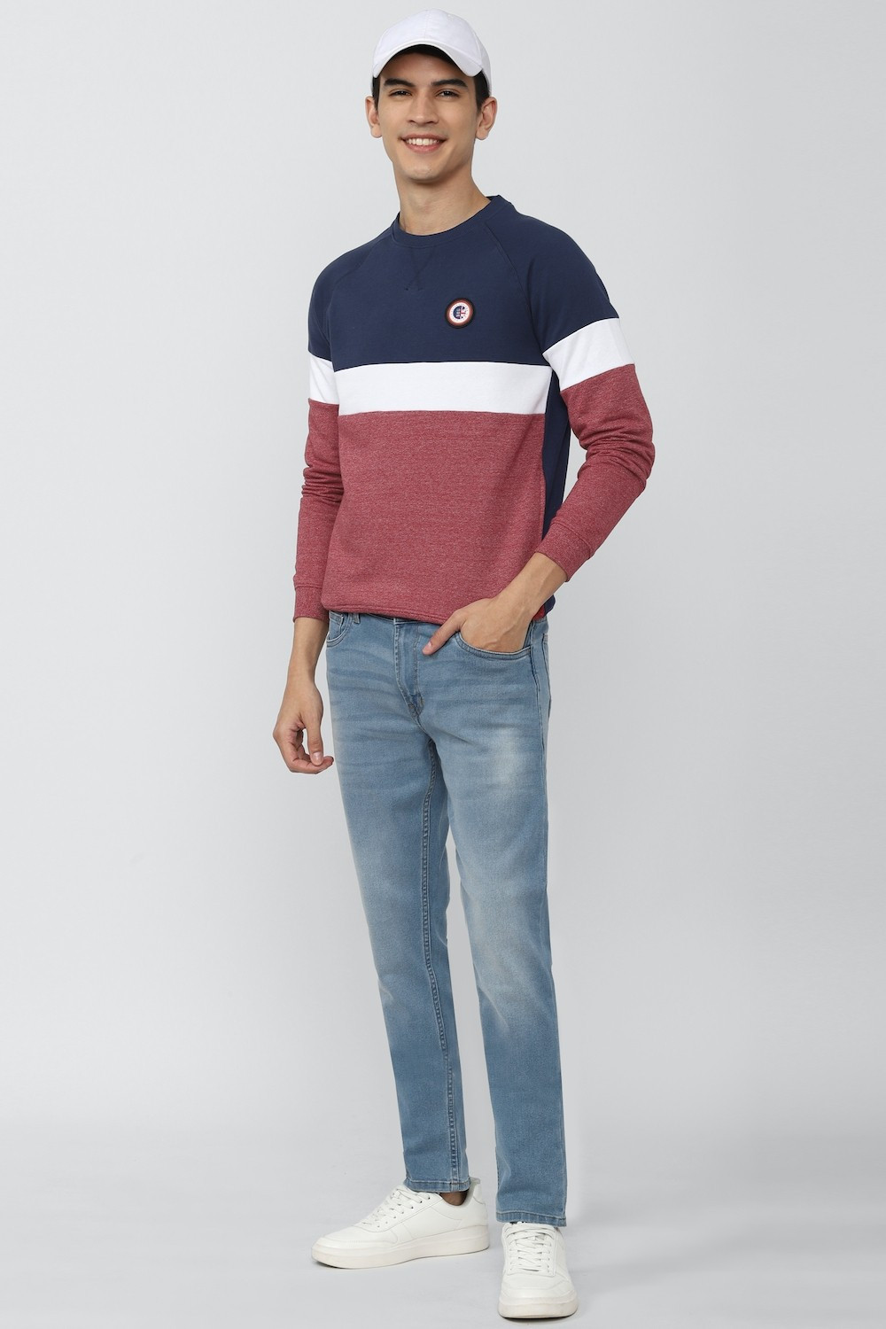 Image of PETER ENGLAND Full Sleeve Color Block Men Sweatshirt