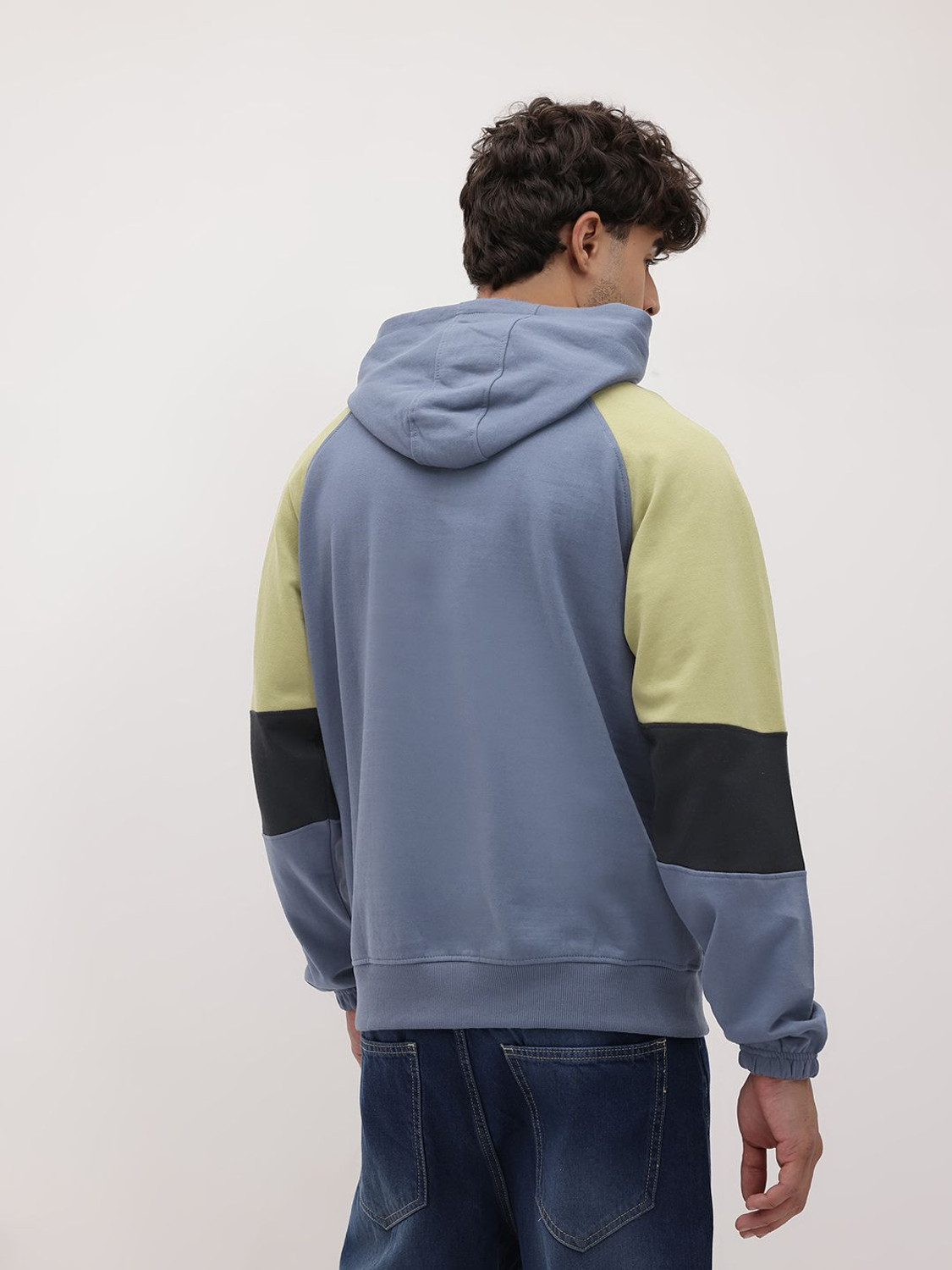 Image of Roadster Men Full Sleeve Color Block Hooded Sweatshirt