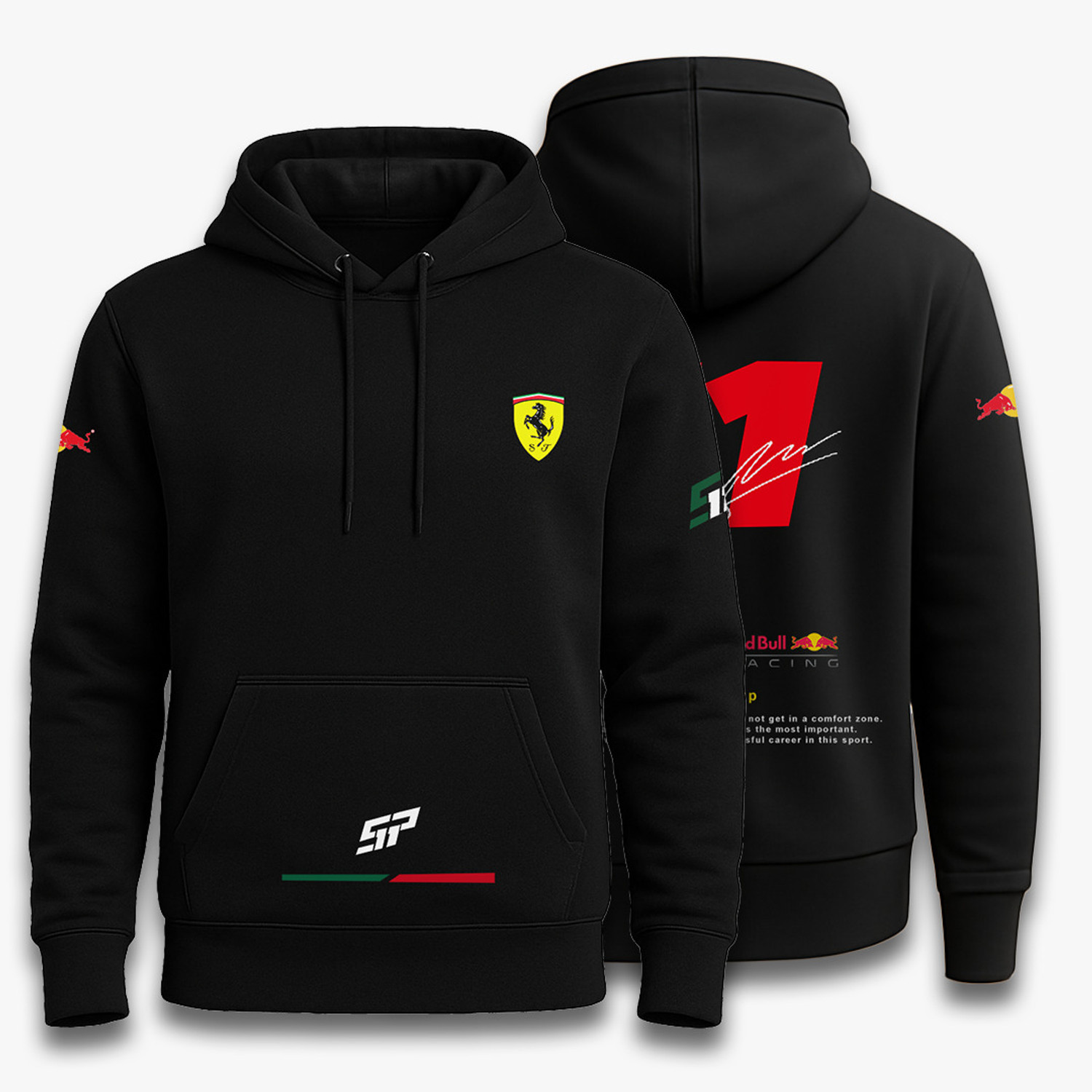 Image of R.A. Garments Men Full Sleeve Graphic Print Reversible Hooded Sweatshirt