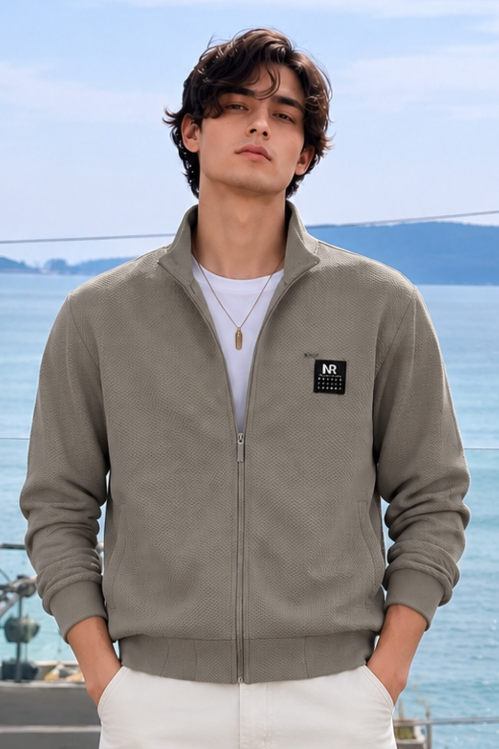Image of ParcelYard Full Sleeve Self Design Men Sweatshirt