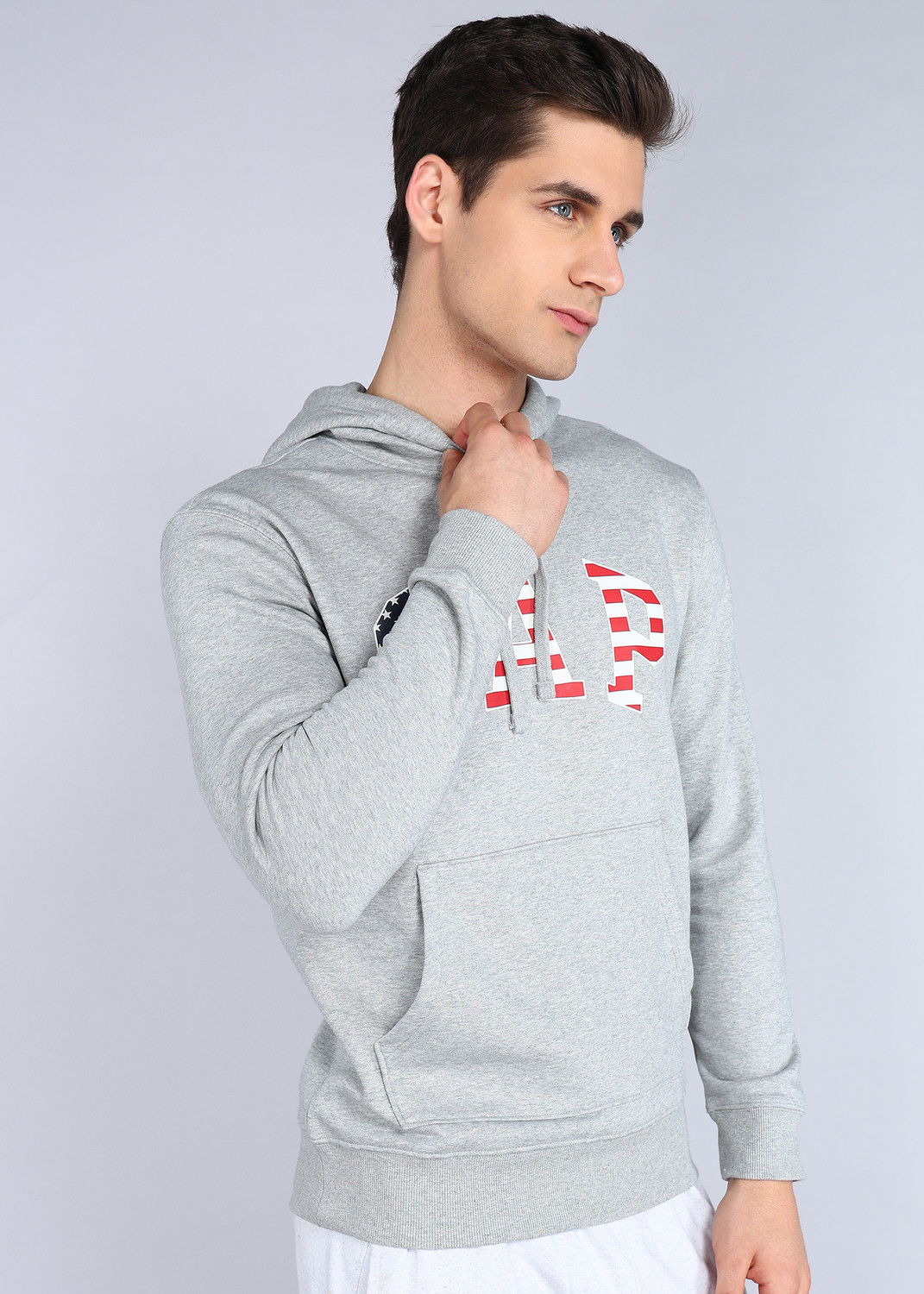 Image of GAP Men Full Sleeve Self Design Hooded Sweatshirt